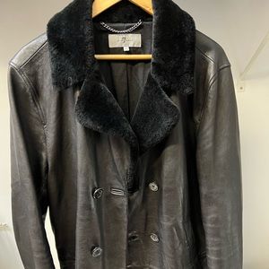 7 For All Mankind Mens Leather Shearling Coat